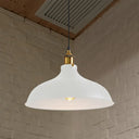 Vintage Style Pendant Lamp For Restaurant - Metal Bowl Ceiling Light In Black/White White