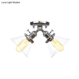 Vintage Style Restaurant Ceiling Light Fixture - 2 Heads Black/Bronze Semi Flush Mount -