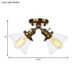 Vintage Style Restaurant Ceiling Light Fixture - 2 Heads Black/Bronze Semi Flush Mount -