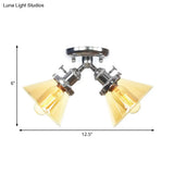 Vintage Style Restaurant Ceiling Light Fixture - 2 Heads Black/Bronze Semi Flush Mount -