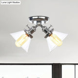 Vintage Style Restaurant Ceiling Light Fixture - 2 Heads Black/Bronze Semi Flush Mount -