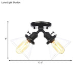 Vintage Style Restaurant Ceiling Light Fixture - 2 Heads Black/Bronze Semi Flush Mount -