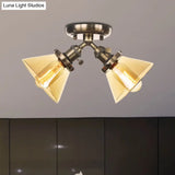 Vintage Style Restaurant Ceiling Light Fixture - 2 Heads Black/Bronze Semi Flush Mount -