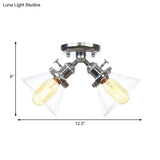 Vintage Style Restaurant Ceiling Light Fixture - 2 Heads Black/Bronze Semi Flush Mount -