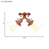 Vintage Style Restaurant Ceiling Light Fixture - 2 Heads Black/Bronze Semi Flush Mount -