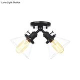 Vintage Style Restaurant Ceiling Light Fixture - 2 Heads Black/Bronze Semi Flush Mount -