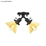 Vintage Style Restaurant Ceiling Light Fixture - 2 Heads Black/Bronze Semi Flush Mount -