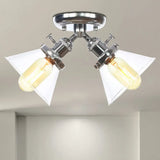 Vintage Style Restaurant Ceiling Light Fixture - 2 Heads Black/Bronze Semi Flush Mount -