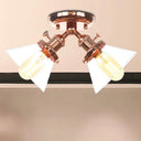 Vintage Style Restaurant Ceiling Light Fixture - 2 Heads Black/Bronze Semi Flush Mount -