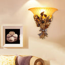 Vintage Style Sandblasted Glass Flared Wall Light | Golden Sconce Fixture Gold