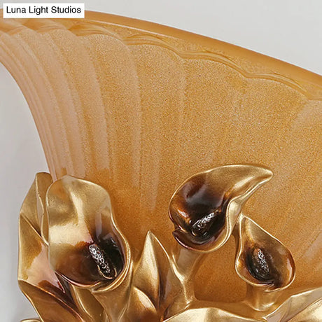 Vintage Style Sandblasted Glass Flared Wall Light | Golden Sconce Fixture