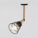 Vintage Style Tapered Cage Ceiling Light - Rotatable Semi Mount Lighting Black Ideal For