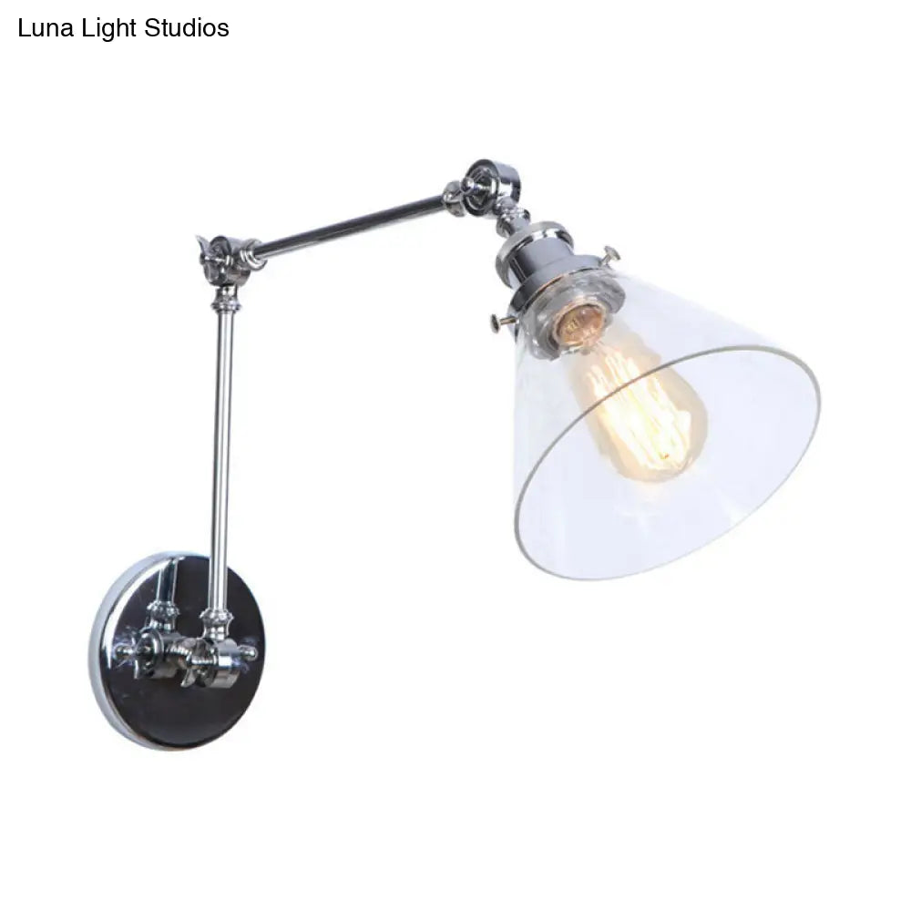 Vintage Style Wall Sconce With Clear Glass And Satin Brass Chrome Or Antique Finish - Perfect For