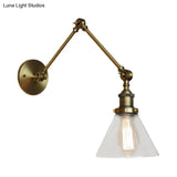 Vintage Style Wall Sconce With Clear Glass And Satin Brass Chrome Or Antique Finish - Perfect For