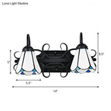 Vintage Style White Glass Conical Wall Lamp With 2 Lights - Black Bedroom And Foyer Lighting