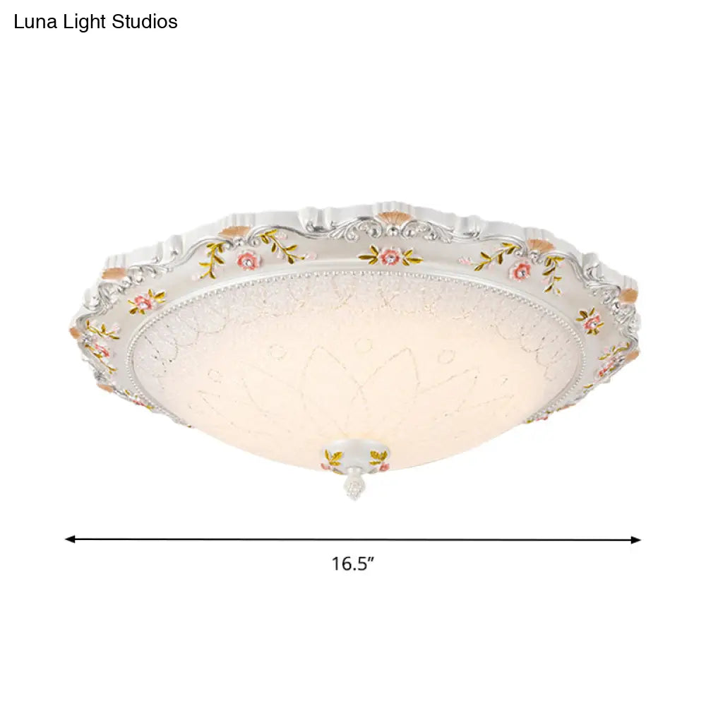 Vintage Style White Opaline Glass Led Flushmount Ceiling Lamp - 14’ 16.5’ 21’ Wide Warm/White Light