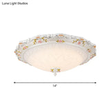 Vintage Style White Opaline Glass Led Flushmount Ceiling Lamp - 14’ 16.5’ 21’ Wide Warm/White Light