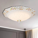 Vintage Style White Opaline Glass Led Flushmount Ceiling Lamp - 14 16.5 21 Wide Warm/White Light