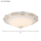 Vintage Style White Opaline Glass Led Flushmount Ceiling Lamp - 14’ 16.5’ 21’ Wide Warm/White Light