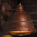 Vintage Style Wire Cage Wall Sconce With Dome Light For Staircase - Black/Weathered Copper Weathered