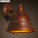 Vintage Style Wire Cage Wall Sconce With Dome Light For Staircase - Black/Weathered Copper