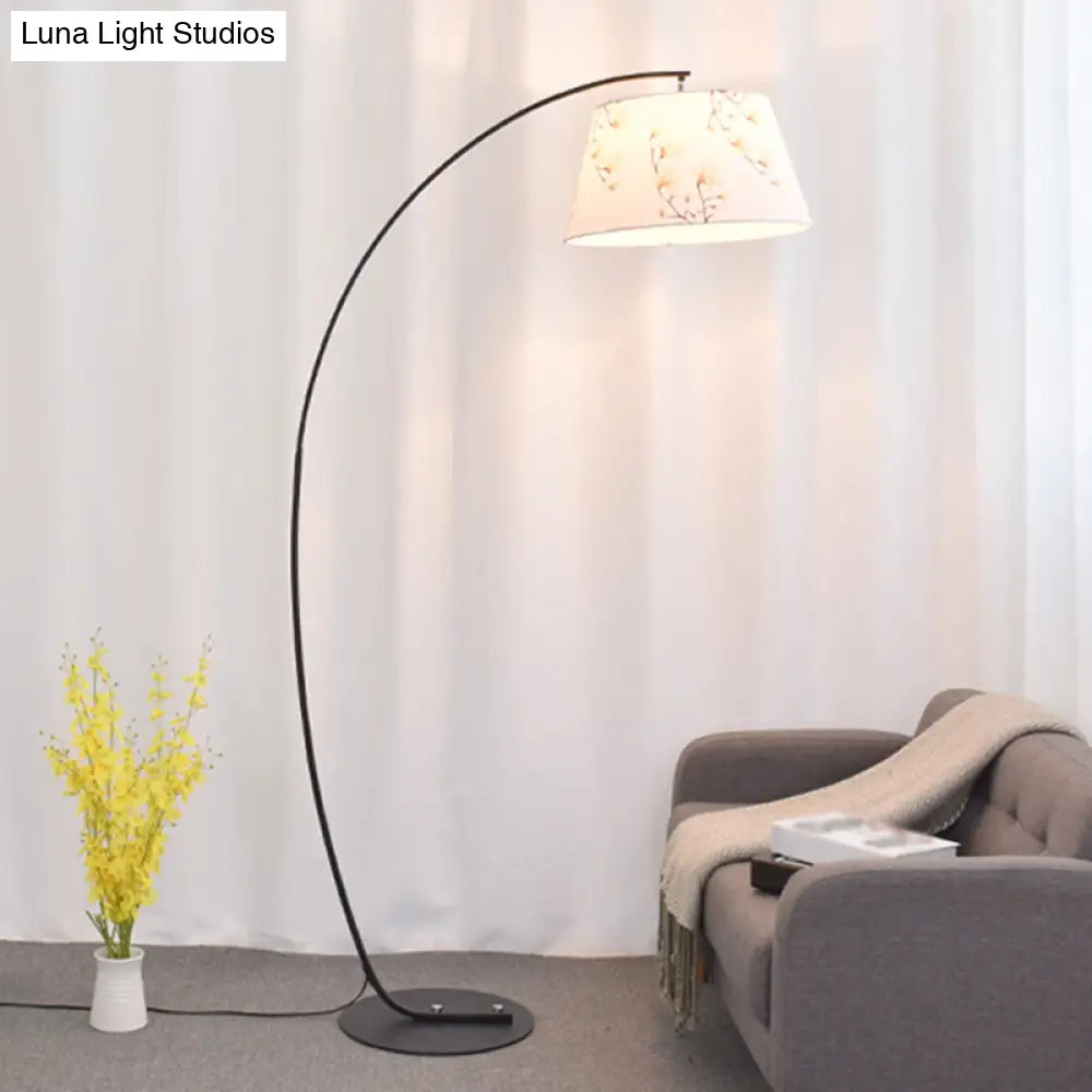Vintage Tapered Fabric Standing Light - Single Living Room Floor Lamp