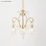 Vintage Teardrop Pendant Light With Clear Cut Crystal - 3-Head Chandelier In Gold