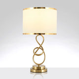 Vintage Twist Metallic Nightstand Lamp - Single-Bulb Table Light With Fabric Shade Beige