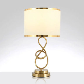 Vintage Twist Metallic Nightstand Lamp - Single-Bulb Table Light With Fabric Shade Beige