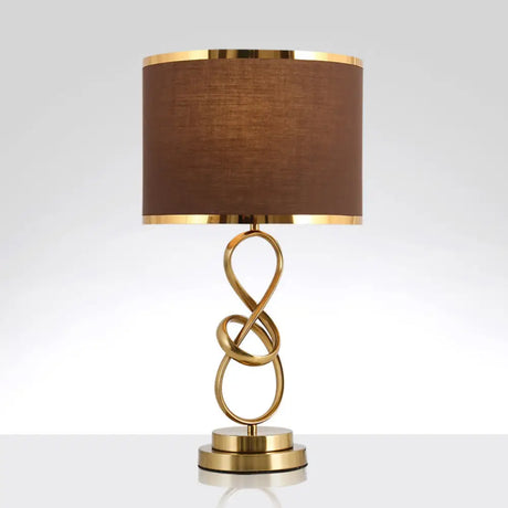 Vintage Twist Metallic Nightstand Lamp - Single-Bulb Table Light With Fabric Shade Coffee