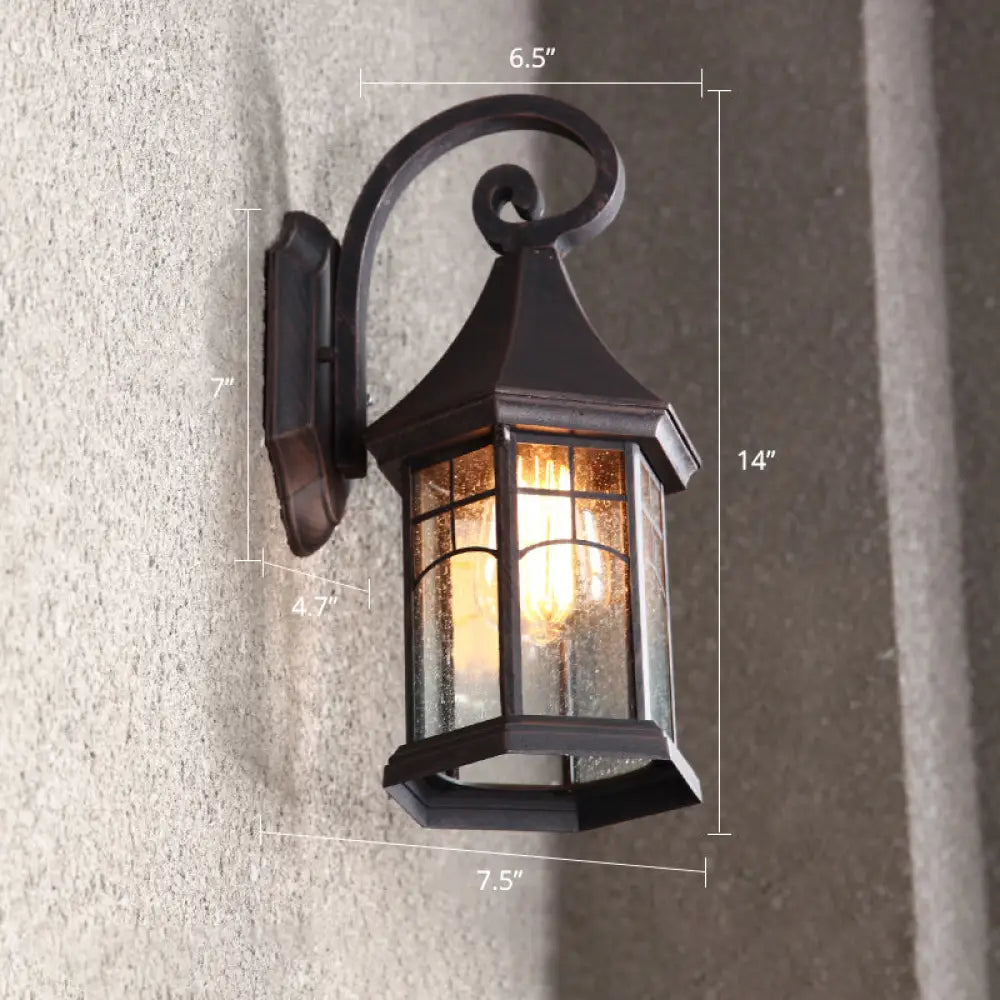 Vintage Wall Mount Light With Clear Seed Glass Sconce Fixture For Gate Coffee