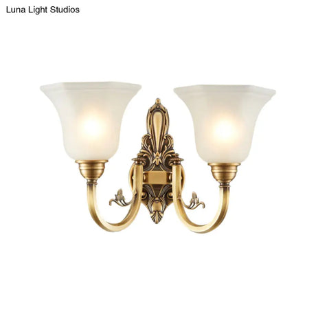 Vintage Wall Sconce Lamp With White Glass Shade & Brass Metallic Finish