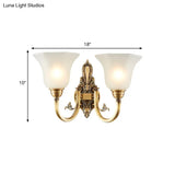 Vintage Wall Sconce Lamp With White Glass Shade & Brass Metallic Finish
