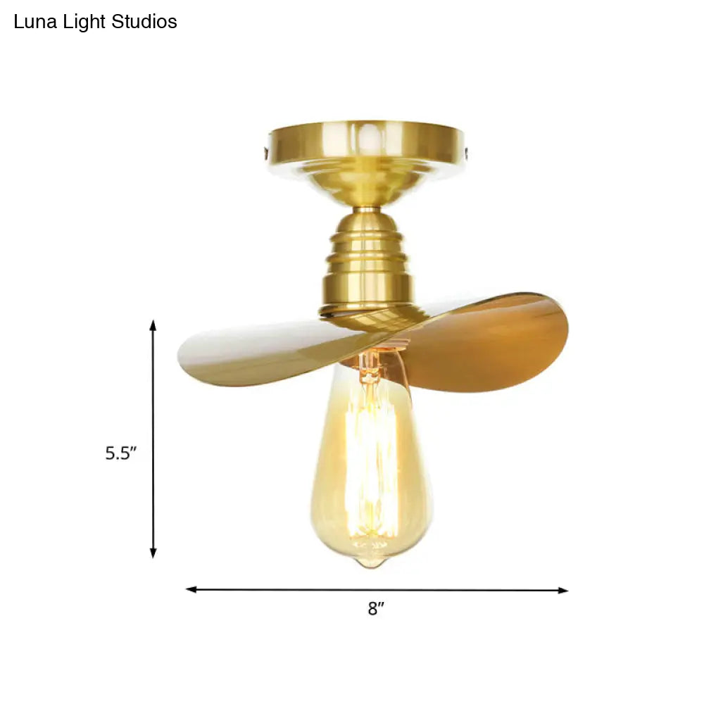 Vintage Waveforms/Scalloped Shade Semi Flush Ceiling Light - Brass Finish 8’/9.5’ W Metal Fixture