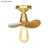 Vintage Waveforms/Scalloped Shade Semi Flush Ceiling Light - Brass Finish 8’/9.5’ W Metal Fixture