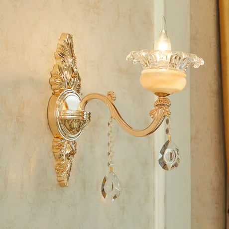 Vintage Weathered Zinc Wall Light With Crystal Accent - Imitation Jade Shade 1 / Dark B