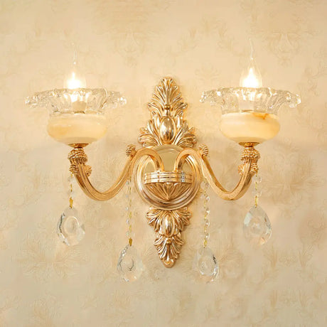 Vintage Weathered Zinc Wall Light With Crystal Accent - Imitation Jade Shade 2 / Dark B