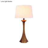 Vintage White Fabric Table Lamp: Conical Design With Resin Base - Ideal For Living Room Reading