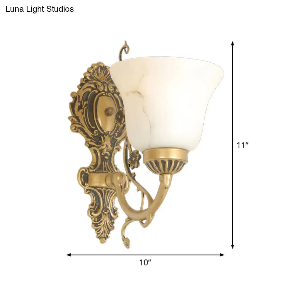 Vintage White Floral Glass Wall Light - Kitchen Mount Fixture