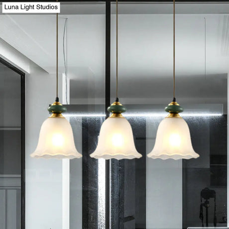 Vintage White Glass Cluster Pendant Light With Ceramic Cap For Dining Room Décor