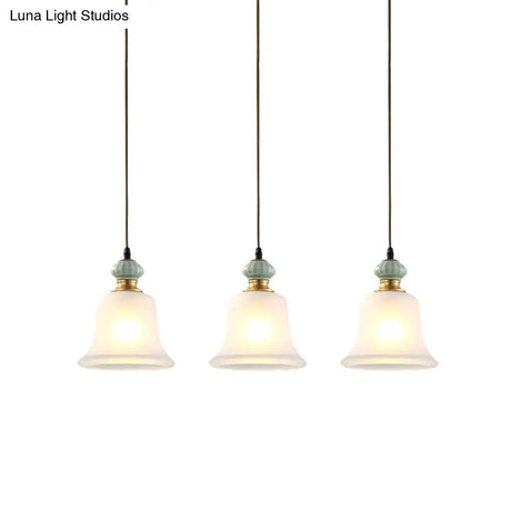 Vintage White Glass Cluster Pendant Light With Ceramic Cap For Dining Room Décor