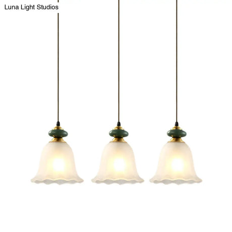 Vintage White Glass Cluster Pendant Light With Ceramic Cap For Dining Room Décor