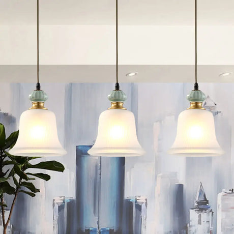 Vintage White Glass Cluster Pendant Light With Ceramic Cap For Dining Room Décor / B