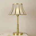 Vintage White Glass Scalloped Bedside Desk Lamp With Brass Finish - 1-Bulb Reading Book Light