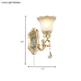 Vintage White Glass Wall Sconce With Gold Scallop Design And 1/2 Lights - Elegant Golden Arm