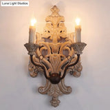 Vintage White Wood 2-Light Candle Wall Sconce For Porch