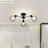 Vintage Wire Framed Metal Ceiling Lights With Adjustable Heads For Bedroom - Available In 3/5/8 And