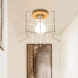 Vintage Wire Guard Ceiling Light With Star Shaped 4 Lights In Black/White White