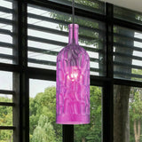 Vintage Yellow/Brown Glass Pendant Light With Dimpled Bottle Shade - 1-Light Fixture For Living