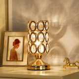 Viola - Modernism 1 Bulb Table Light With Crystal-Encrusted Shade Gold Tapered/Cylinder Reading